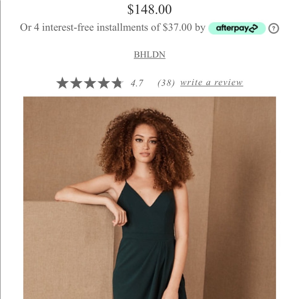 BHLDN Caron Dress in Dark Emerald Size 4